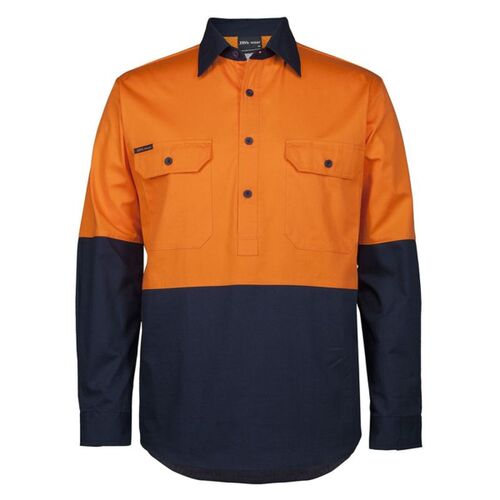 Mens Hi Vis Close Front Long Sleeve 150G Work Shirt Thumbnail