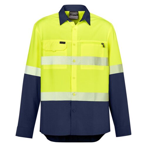 Mens Hi Vis Outdoor Segmented Tape Long Sleeve Shirt Thumbnail